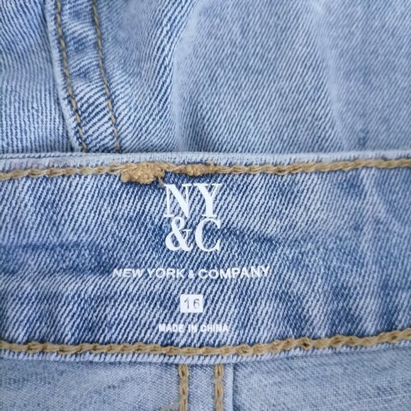 New York & Company Womens Navy Blue Paint Splattered Denim Skinny Jeans Size 16 - Picture 5 of 7